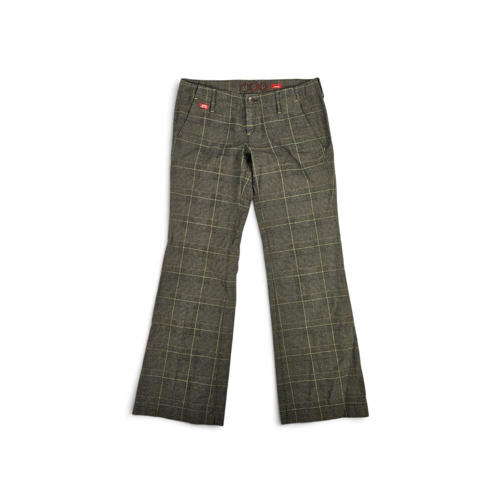 Y2k Miss Sixty Euro Flared Pants Plaid Textured- Size 31
